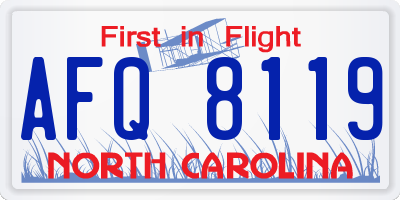 NC license plate AFQ8119