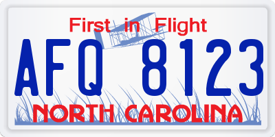 NC license plate AFQ8123