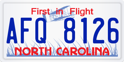 NC license plate AFQ8126
