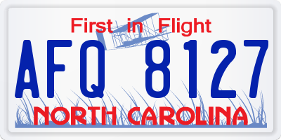 NC license plate AFQ8127