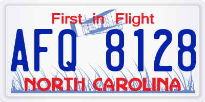 NC license plate AFQ8128