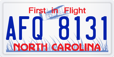 NC license plate AFQ8131