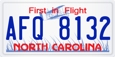 NC license plate AFQ8132