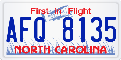 NC license plate AFQ8135