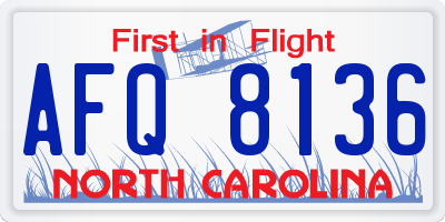 NC license plate AFQ8136