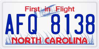 NC license plate AFQ8138