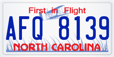 NC license plate AFQ8139