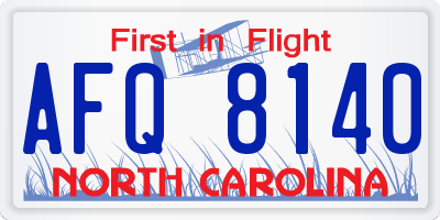 NC license plate AFQ8140