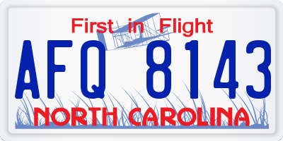 NC license plate AFQ8143