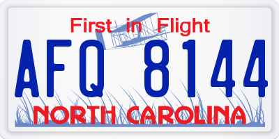 NC license plate AFQ8144