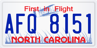 NC license plate AFQ8151