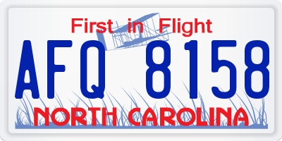 NC license plate AFQ8158