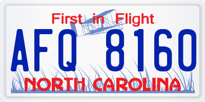 NC license plate AFQ8160