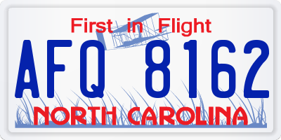 NC license plate AFQ8162