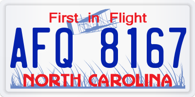 NC license plate AFQ8167