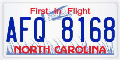 NC license plate AFQ8168
