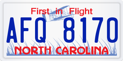 NC license plate AFQ8170