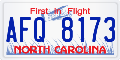 NC license plate AFQ8173