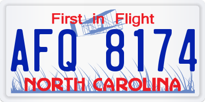 NC license plate AFQ8174