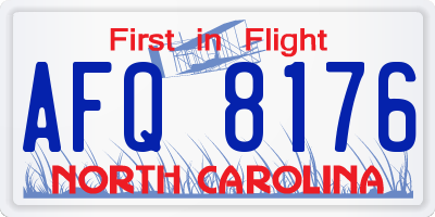 NC license plate AFQ8176