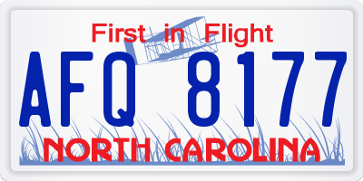 NC license plate AFQ8177