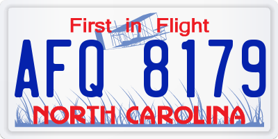 NC license plate AFQ8179