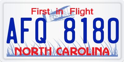 NC license plate AFQ8180