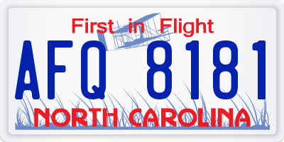 NC license plate AFQ8181