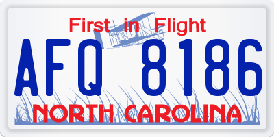 NC license plate AFQ8186