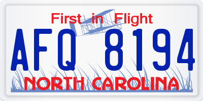 NC license plate AFQ8194