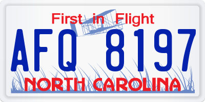 NC license plate AFQ8197