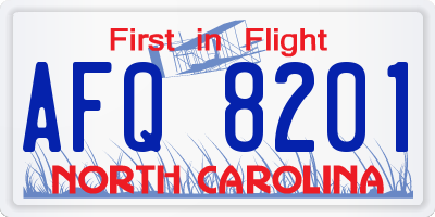 NC license plate AFQ8201