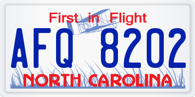 NC license plate AFQ8202