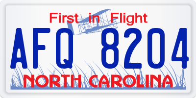 NC license plate AFQ8204