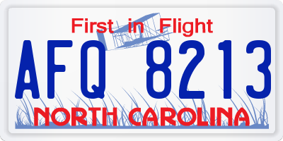 NC license plate AFQ8213