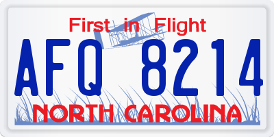 NC license plate AFQ8214