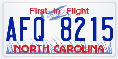 NC license plate AFQ8215