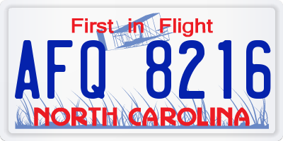NC license plate AFQ8216