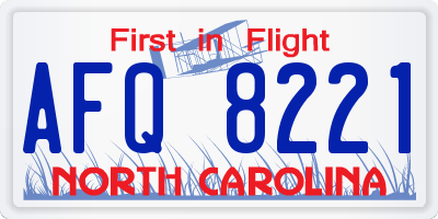 NC license plate AFQ8221