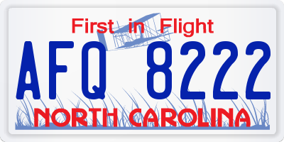 NC license plate AFQ8222