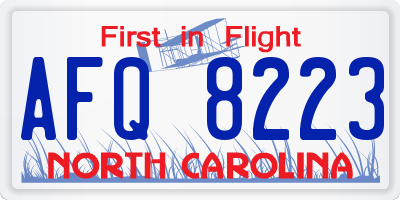 NC license plate AFQ8223