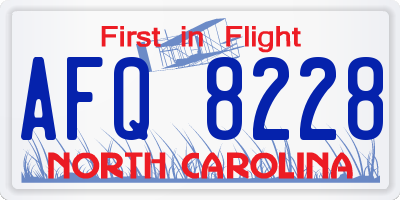 NC license plate AFQ8228