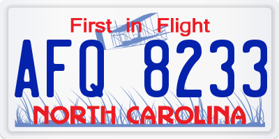 NC license plate AFQ8233