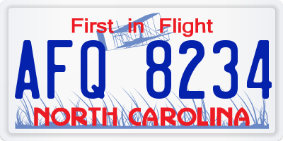 NC license plate AFQ8234