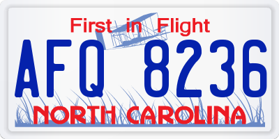 NC license plate AFQ8236