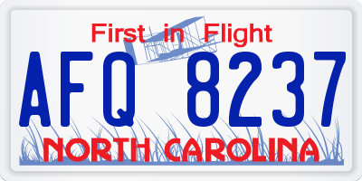 NC license plate AFQ8237