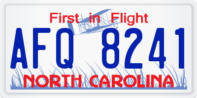 NC license plate AFQ8241