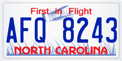 NC license plate AFQ8243