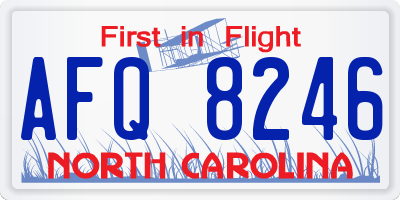 NC license plate AFQ8246