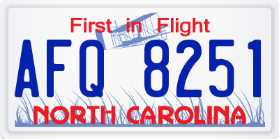 NC license plate AFQ8251